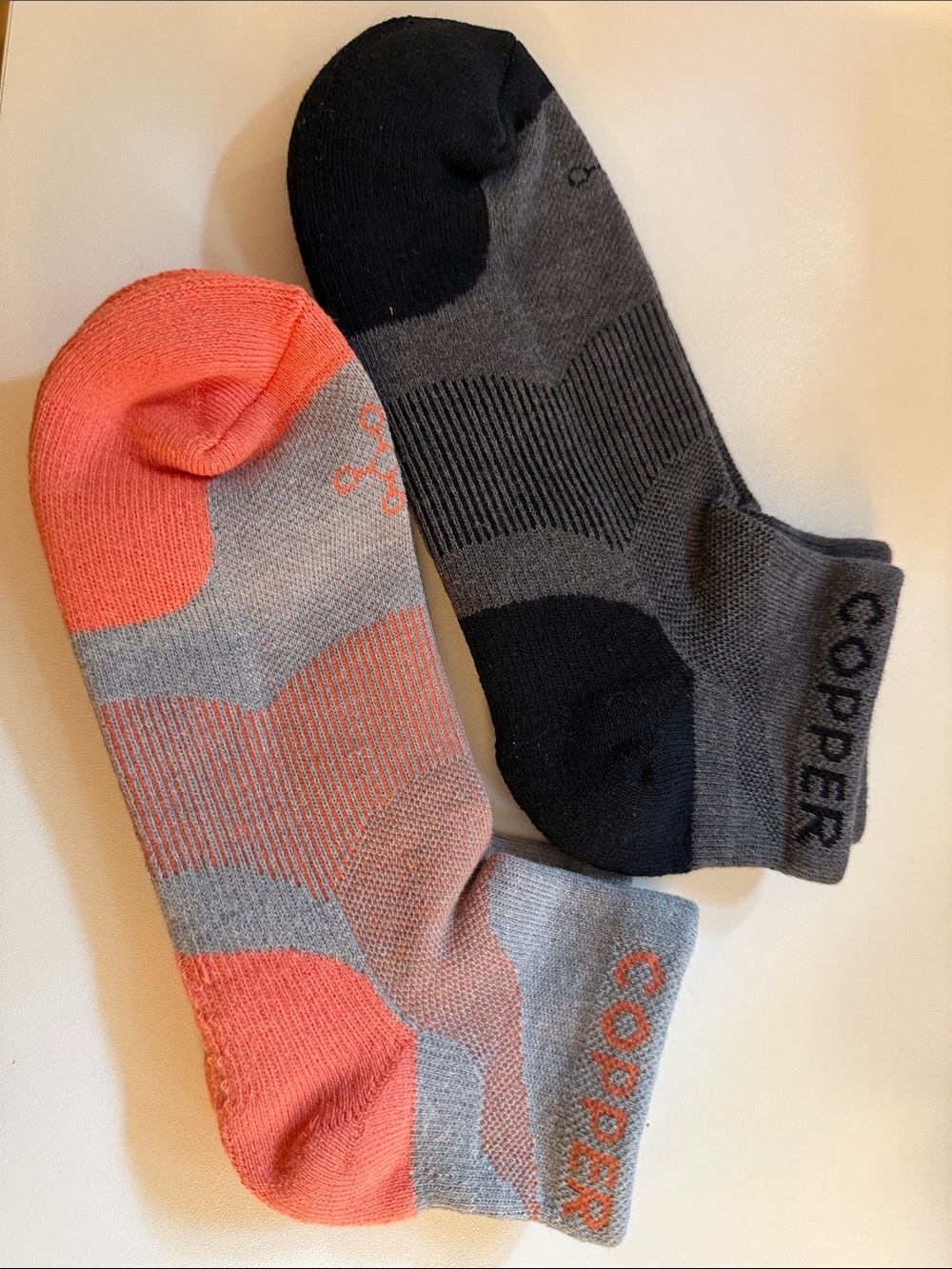 COPPER Low-Cut Athletic Socks - Gray & Coral (2-Pack)